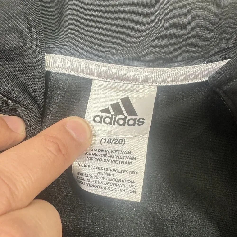 Adidas Jacket‎ Boys XL 18-20 Black/White Zip Up Track Sweater